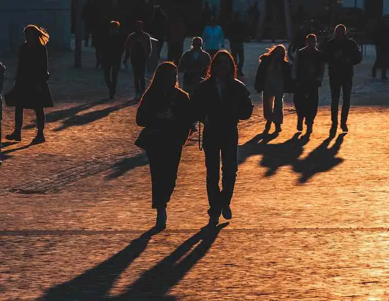 People walking away